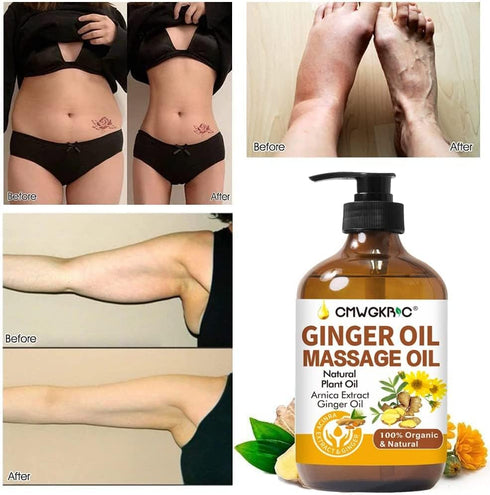 Ginger Oil,Ginger Massage Oil for Lymphatic Drainage,Natural Body Oil for Skin,Arnica Oil,Sore Muslce Massage Oil,Spa Ginger Oil-Warming and Relax...