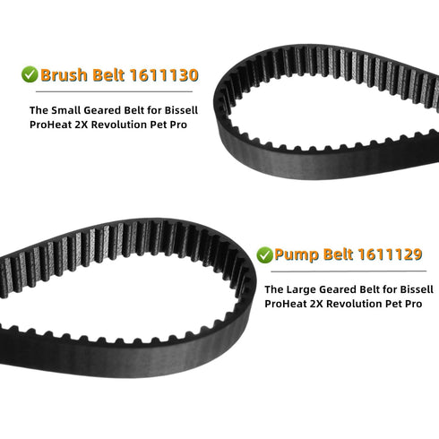 Replacement Belt Set for Bissell ProHeat 2X Revolution Pet Pro Carpet Cleaner Model 1986, 1964, 2007, 2007P Series, Replace Parts 1611129 and 1611...
