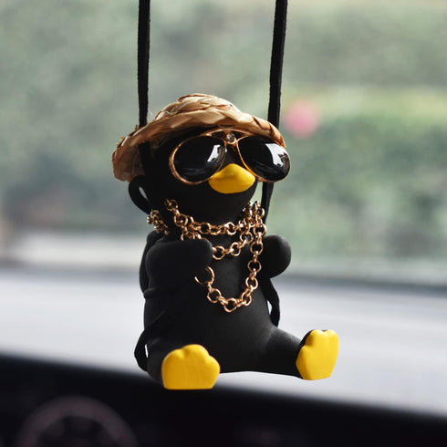 Swinging Duck Car Hanging Ornament, Cool Car Hanging Accessories for Rear View Mirror, Cute Car Pendant Swinging Sunglasses Duck Hanging Swing...