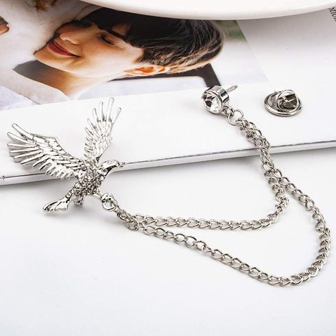 2 Packs Men's Eagle Brooch Lapel Pin Badge Hanging Chains Collar Brooches Pin for Career Suit Tuxedo of Shirts Tie Hat Scarf for Boyfriend Father ...