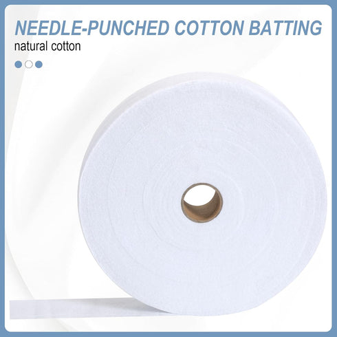 SmoothNovelty 50/100/150 Yards Cotton Blend Batting on a Roll 2 1/4 Inch Cotton Batting Roll for Quilts Needle Punched Cotton Batting for Rugs, Pu...