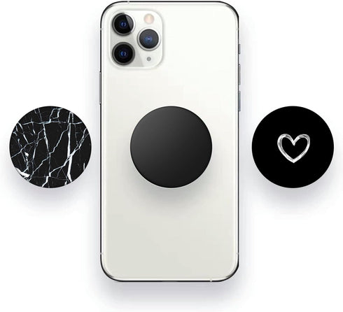 Junddla?4 Pack? Cellphone Stand,Cell Phone Finger Foldable Holder Grip for Smartphones and Tablets - Black Marble White Heart...