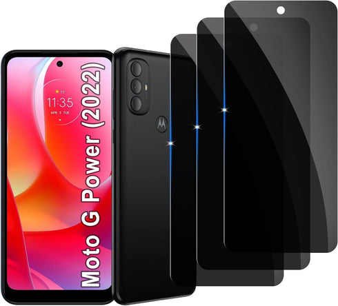 Lyphpe?3 Pack Privacy Screen Protector for Motorola Moto G Power (2022) 9H Tempered Glass Anti-Spy Private Film Compatible for Motorola Moto G Pow...