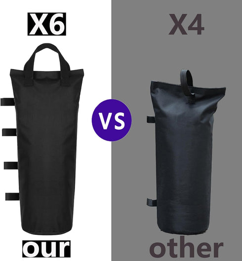 6 Pack Canopy Weight Sand Bags Black 168 LBS Large Canopy Support Frame Fixed Sandbag Windproof Sandbag for Instant Outdoor Sun Shelter Patio Umbr...