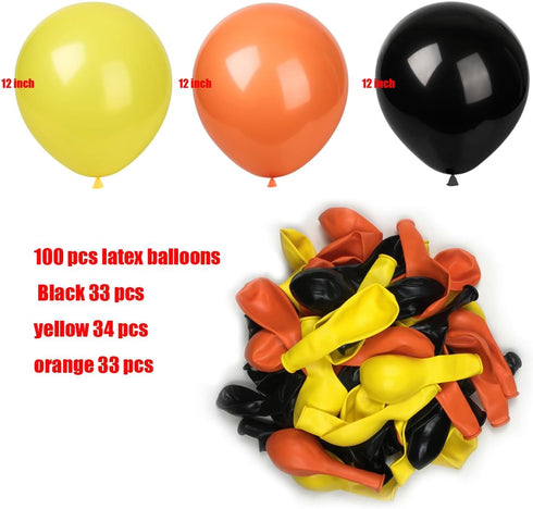 Yellow Black Orange Balloons,100 Pack 12 inch Latex Balloons,Birthday Wedding Baby Shower Party Decoration...