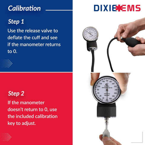 Dixie Ems Deluxe Aneroid Sphygmomanometer Blood Pressure Set W/Adult Cuff, Carrying Case and Calibration Tool - Navy...