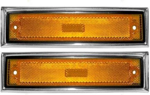 Parts N Go 1978-1987 CK Pickup Suburban Fender Marker Light with Chrome Trim Front Driver & Passenger Side Left Right Hand - 915557 GM2550115, 915...