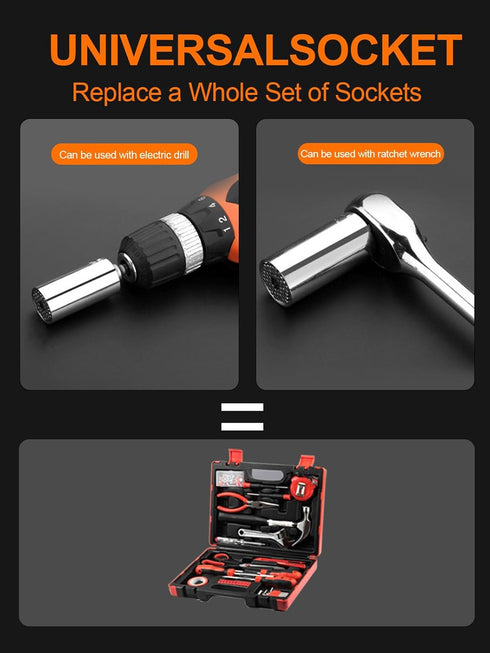 Universal Socket Tools Gifts for Men-Socket Set with Power Drill Adapter(7-19 MM) Birthday Gifts for men Christmas Gifts for Dad Husband...