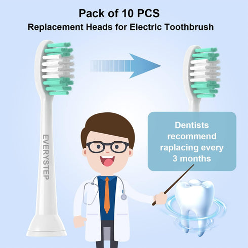 Replacement Toothbrush Heads Compatible with AquaSonic Black Series 10 Pack Everystep for Vibe Series Black Series pro, and for Duo Series pro Ele...