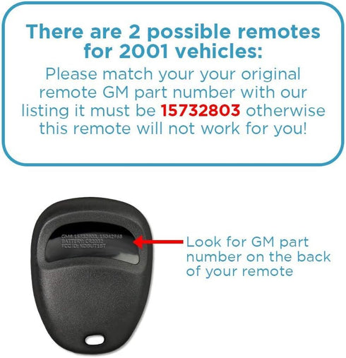 Keyless2Go Replacement for Keyless Entry Car Key Fob Vehicles That Use 3 Button KOBLEAR1XT 15042968 Remote, Self-Programming - 2 Pack...