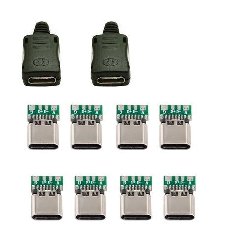 cablecc 10set DIY 4pin USB 2.0 Type C Female Socket Connector SMT Type with PC Board & Housing & 3.0mm SR...