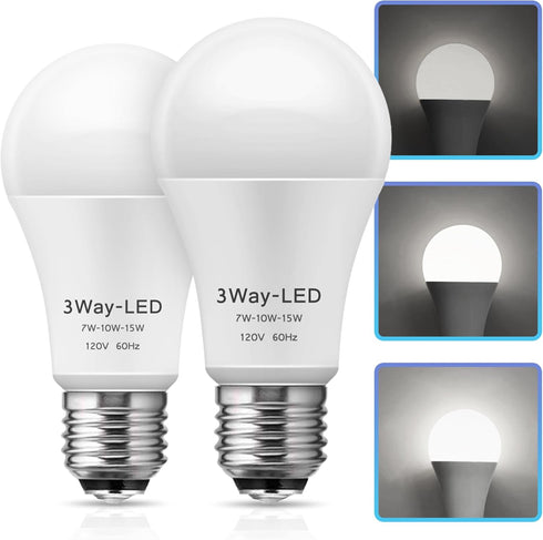 DORESshop 3 Way Light Bulbs, 3 Way LED Light Bulbs 50 100 150W Equivalent, A19 LED Light Bulbs, Three Way Light Bulbs E26 Medium Base, Daylight Wh...