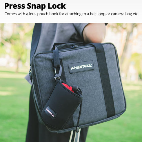 AMBITFUL 3.39x 5.9 inch / 100 * 150 mm M Size Lens Pouch Compatible for Canon, Nikon, Sony, Pentax, Olympus Small Camera Lens Case Bag Thick Prote...