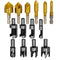Eagles 14-pack Woodworking Tool Set, 8PCS 5/8" 1/2" 3/8" 1/4" Carbon Steel Wood Plug Cutter Drill Bit Set and 6pcs 1/4" Hex Shank HSS 5 Flute 90 D...