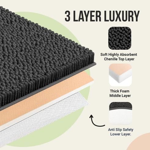 ITSOFT Plush Bathroom Rug 22x14, Absorbent Machine Washable Non Slip Chenille Bath Mats, Quick Dry Bathmat, Bath Rugs for Bath, Shower, Bedroom, o...