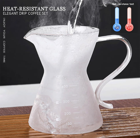 Pour Over Coffee Maker - Elegant Drip Coffee Maker with Reusable Stainless Steel Filter/Dripper, Lead-Free Borosilicate Glass Coffee Carafe for 1-...