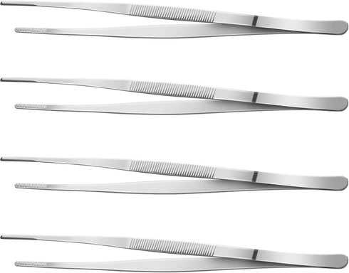 Yaomiao 4 Packs Bar Tweezers 8 Inch Long Garnish Tongs Tweezers Bar Tongs Stainless Steel Korean Bbq Tongs for Bar Bartender Cocktail Cooking Food...