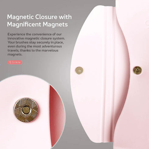 Silicone Makeup Brush Holder - Elegant Case & Travel Organizer Bag with Magnet Closure for Makeup Brushes and Cosmetic Essentials - Small, Beauty ...