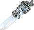 Top Plaza Antique Silver Flower Wrapped Synthetic Opalite Healing Crystal Necklace...