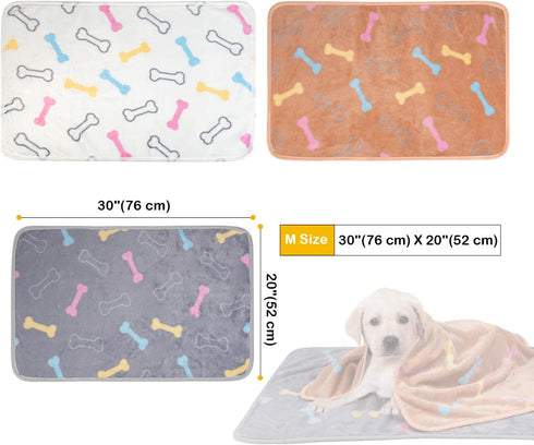 Dono 1 Pack 3 Dog Blankets for Small Dogs, Soft Fluffy Paw Print Pattern Fleece Pet Doggie Blanket Warm Sleep Mat, Puppy Kitten Blanket Doggy Mat ...