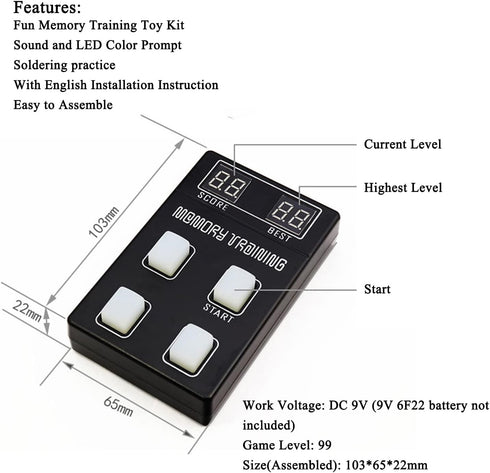 Light Up Memory Game Handheld Electronic Toys Soldering Practice Kit DIY Soldering Project Color Memorizing Classic Board Games...