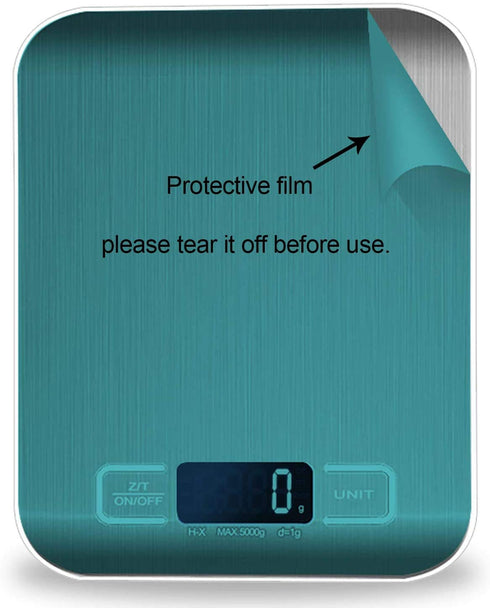 Digital Kitchen Scale,Food Scale for Meat Baking Weighter,Unit Gram OZ lb Up 11 lb(1g-5KG),Silver Stainless Steel Anti-Fingerprint with Accuracy L...