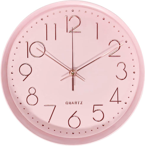 Maxspace Pink Wall Clock Silent Non-Ticking, 12in Analog Wall Clock in Battery Operated?Cute Decorative Clock for School Office Classroom Bedroom ...