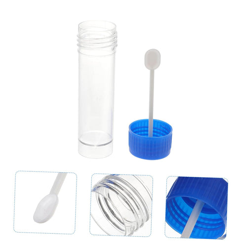 Human and Dog Stool Sample Container with Spoon Lid - 10 Pack - 25-30ml Urine and Fecal Specimen Cups with Screw-On Lids - Ideal for Medical and L...