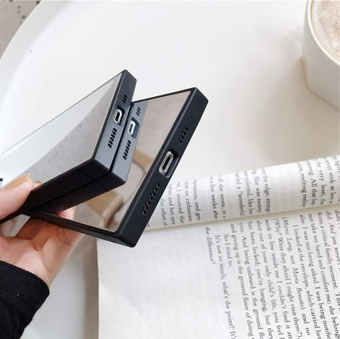 YTanazing for iPhone 11 Pro Mirror Case, Luxury Glass Glossy Rectangle Mirror Shockproof Smooth Hard Case with Soft Silicone Bumper TPU Frame for ...