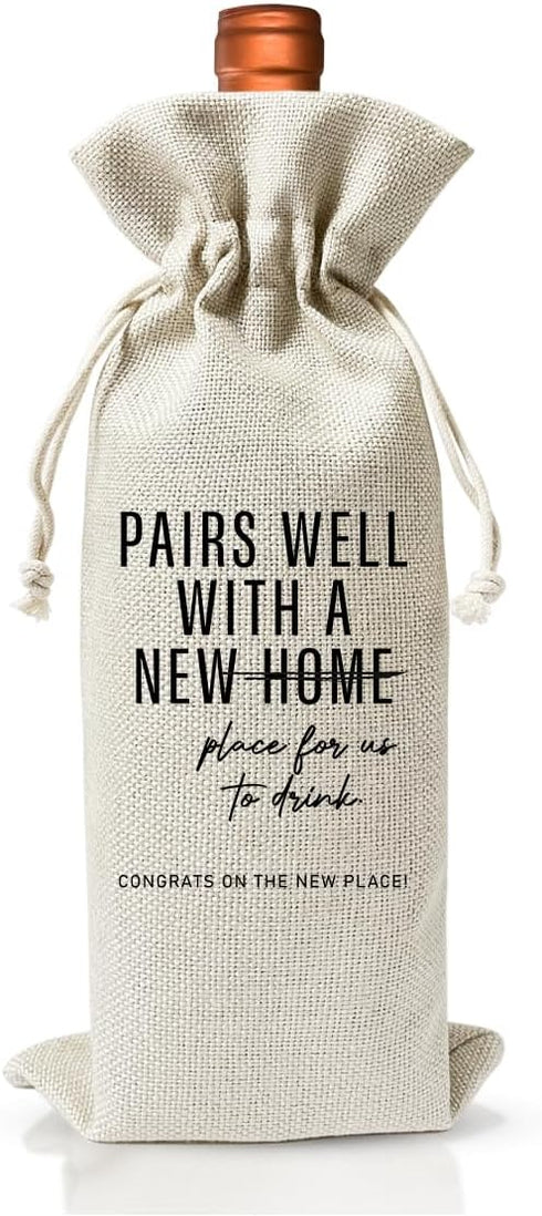 Housewarming Gift New House Wine Bag for Women Men Wife Husband Couple Owner Homeowner, Realtor Gift to Client, New Home Gift Ideas, House Warming...