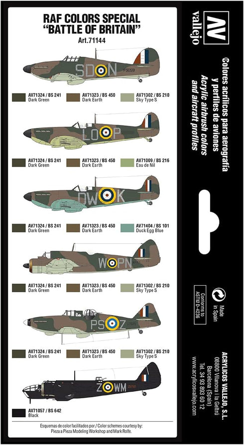 Vallejo RAF Colors Special Battle of Britain 'Air War Color Series' Model Paint Kit, contains 8 x 17ml bottles...