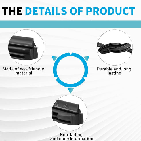 ZOFFI Hybrid Windshield Wiper Blade Refills 26"+17" Set of 4, 8.5mm width with natural AAAA level rubber...
