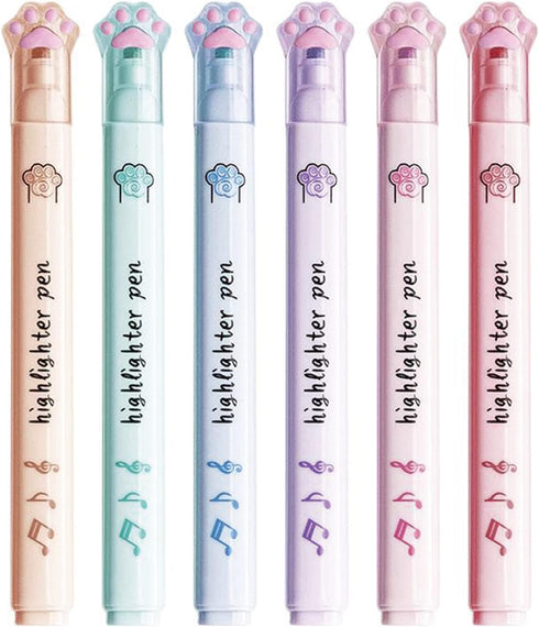 6 Pcs Cat Highlighter Marker Cute Cat Paw Pastel Highlighter Marker Pens for Students Girls Women School Office Supplies (Cat Paw-Color)...