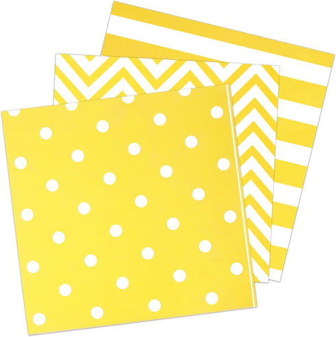 Disposable Striped Chevron Polka Dot Yellow Paper Luncheon Party Napkins 60 Count 13"x13"...