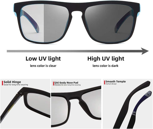 Photochromic Polarized Driving Sunglasses Men Square Matte Frame Eyewear Outdoor Sport Cycling UV Protection Glasses...