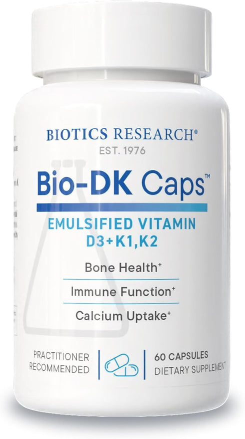 Biotics Research Bio-DK Caps™–Emulsified Vitamin D and K, Vitamin D3 125 mcg & Vitamin K (k1,k2) 550 mcg- MK7– Vitamin D3 K2 K1, Stronger Bones, M...