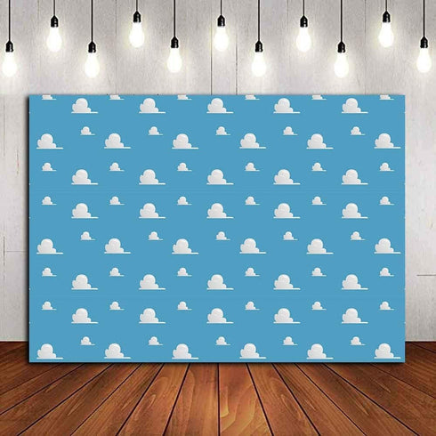 Blue Sky White Cloud Step and Repeat Photography Backdrop Newborn Baby Shower Cartoon Boy Story Party Decorations Photo Background Studio Props Vi...