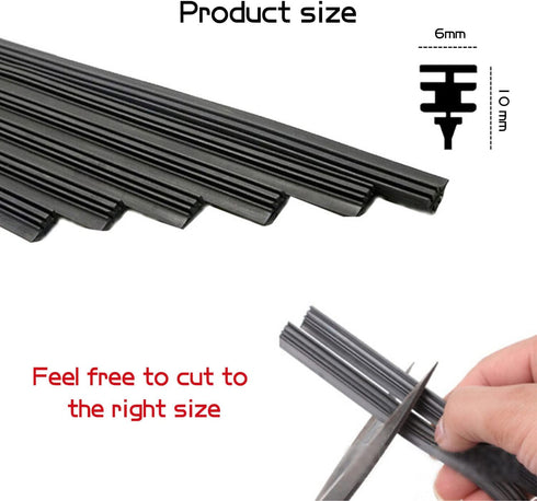 4-Piece Bracketless Wiper Rubber Filler Strip, 26 Inch Size Adjustable Wiper Substitution Rubber, Suitable for Front, Rear Windshield, Doors, Wind...