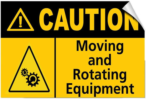 Vinyl Stickers - Bundle - Safety and Warning & Warehouse Signs Stickers - Caution - Moving and Rotating Equipment Hazard - 3 Pack (3.5" x 5")...