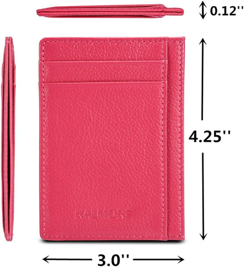 Unisex-Adult's Petite Credit Card Holder Leather Slim Minimalist Wallet, Rose, Classic...