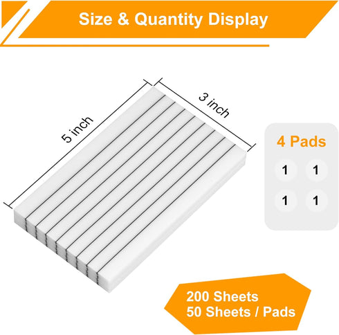 Large Lined Transparent Sticky Notes, 4 Pads 3x5 inch Clear See Through Translucent Self-Adhesive Post Memo Reminder Tabs with Line for Office Wom...