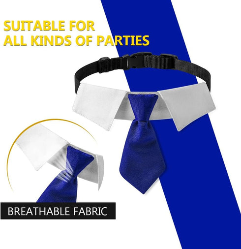 Dog Collar, Soft Polyester Dog Bow Tie with Metal Buckle for Large, Medium and Small Boys Cat Dog Tie (Medium, Blue/White)...