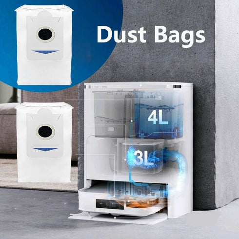 12 PCS Dust Bags Mop Cloths Kit Replacement for Ecovacs Deebot X2 Omni / X2 / X2 Pro / DEX86 Robot Vacuums Spare Parts, 8 Dust Bags, 4 Mop Cloths...