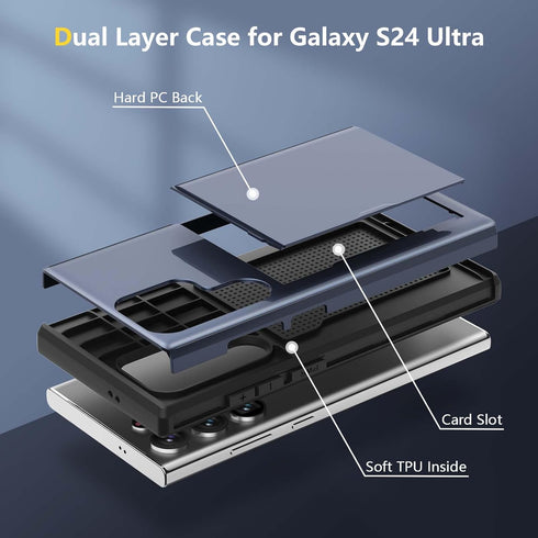 ZUSLAB Card Holder Slot Case Compatible with Samsung Galaxy S24 Ultra 6.8 Inches 2024, Phone Wallet Case for Galaxy S24 Ultra, Shockproof Rubber &...