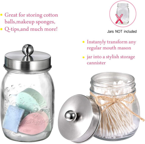 Mason Jar Bathroom Accessories Lids Set(4pcs) -Jars Not Included -Soap Dispenser,Toothbrush Holder,and Apothecary Jars Lids for Regular Mouth Maso...
