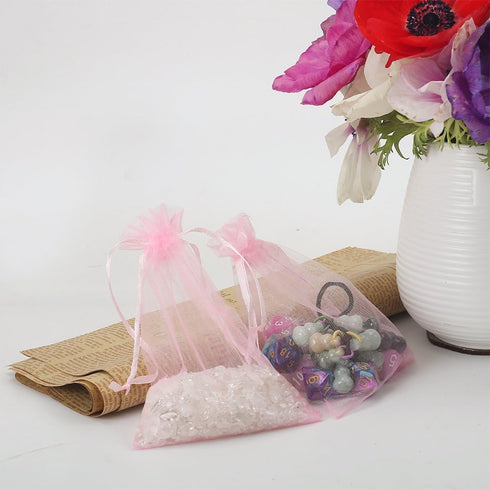 HRX Package 100pcs Pink Organza Bags,4 x 6 inches Wedding Christmas Favors Gift Drawstring Bags Jewelry Pouches...