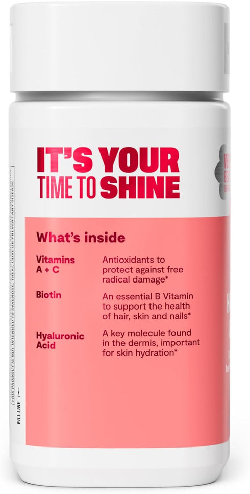 HABIT Hair, Skin & Nails Supplement (60 Capsules) - New Look, Supports Skin Hydration, Hair & Nail Strength, Biotin 2000mcg, Vitamin A & C, Hyalur...