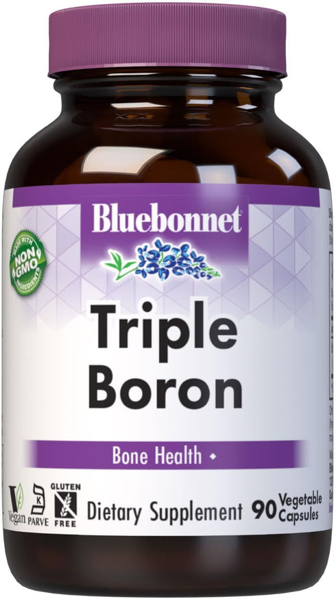 Bluebonnet Triple Boron 3 mg Trace Mineral Bone Support - Boron Supplement for Men & Women with Citrate Aspartate & Glycinate - Vegan, Non-GMO - 9...