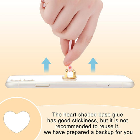 Moxweyeni 8 Pcs Cell Phone Finger Ring Adhesive Metal Phone Finger Grip Loop Stand Heart Grip Holder Charm Hook for DIY Hanging Supplies...