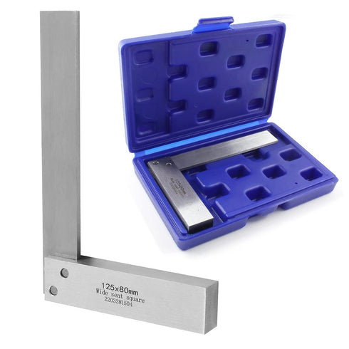 Machinist Square, 5" x 3.2" Mechanical Steel High Precision Square, Wide Seat Square 90 Right Angle Engineer Tool L-Type Measuring Tool for Woodwo...